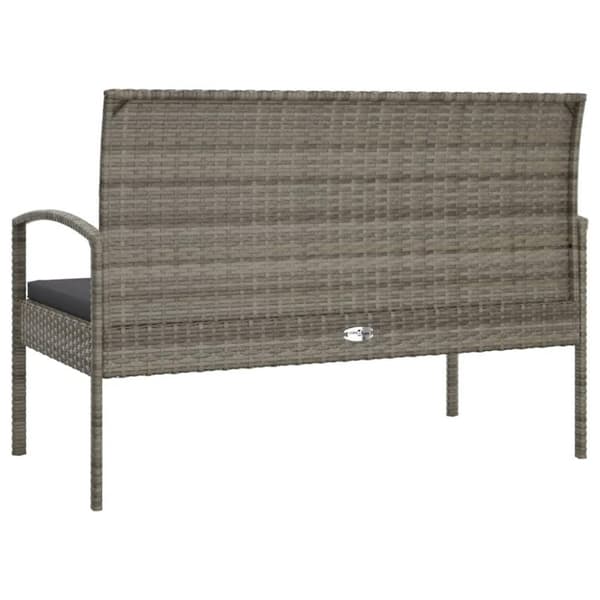 vidaXL havebænk med hynde 105 cm polyrattan grå