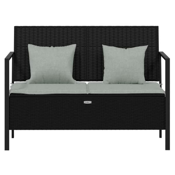 vidaXL 2-personers havebænk med hynder polyrattan sort