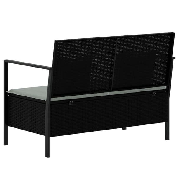 vidaXL 2-personers havebænk med hynder polyrattan sort