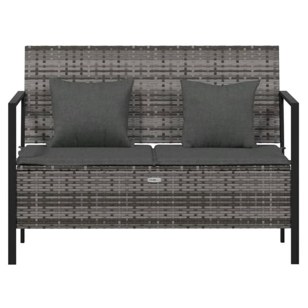 vidaXL 2-personers havebænk med hynder polyrattan grå