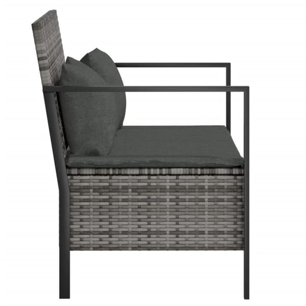 vidaXL 2-personers havebænk med hynder polyrattan grå