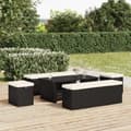 Miniatyrbillede 3 af 8: vidaXL bænk med hynde 110x30x40 cm polyrattan sort