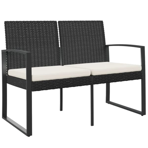 vidaXL 2-personers havebænk med hynder polyrattan sort