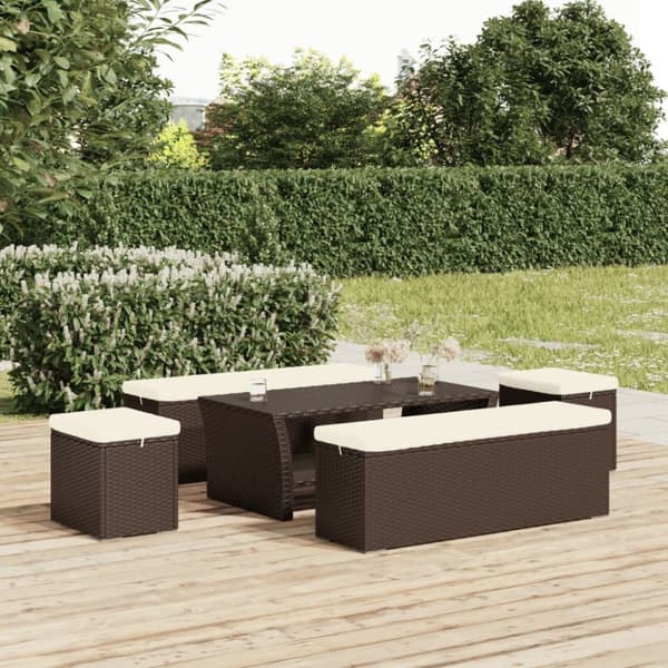 vidaXL bænk med hynde 110x30x40 cm polyrattan brun
