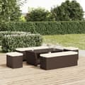 Miniatyrbillede 3 af 8: vidaXL bænk med hynde 110x30x40 cm polyrattan brun