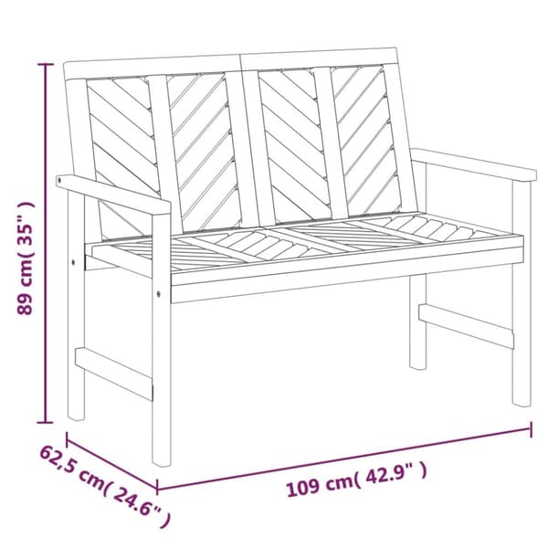 vidaXL Trädgårdsbänk 109 cm massivt akaciaträ