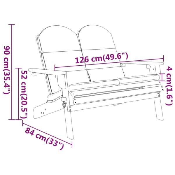 vidaXL Däckstol med dynor 126 cm massivt akaciaträ