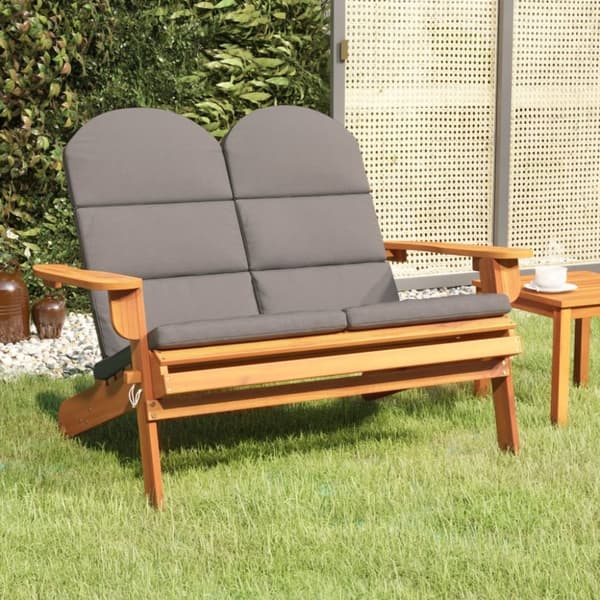 vidaXL Adirondack-havebænk med hynder 126 cm massivt akacietræ