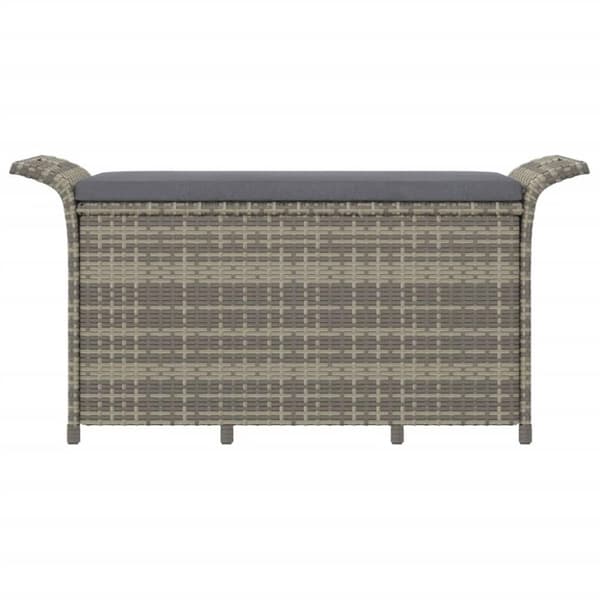 vidaXL havebænk med hynde 116x46x57 cm polyrattan grå