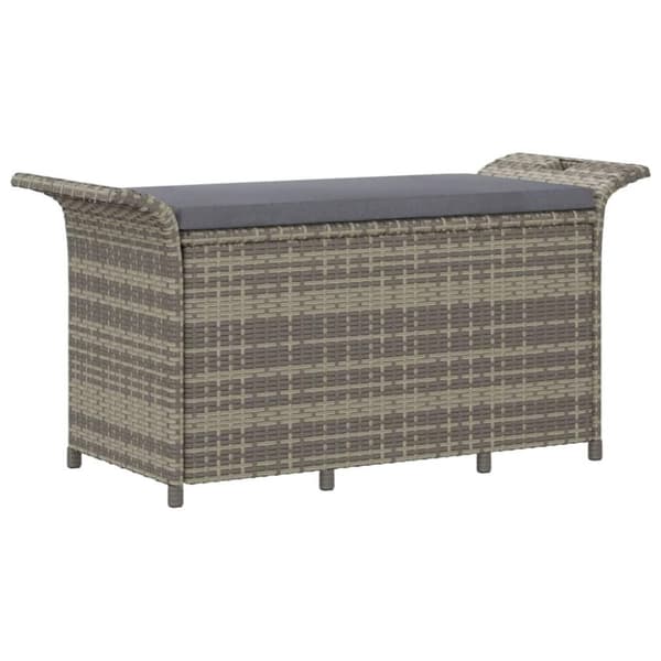 vidaXL havebænk med hynde 116x46x57 cm polyrattan grå