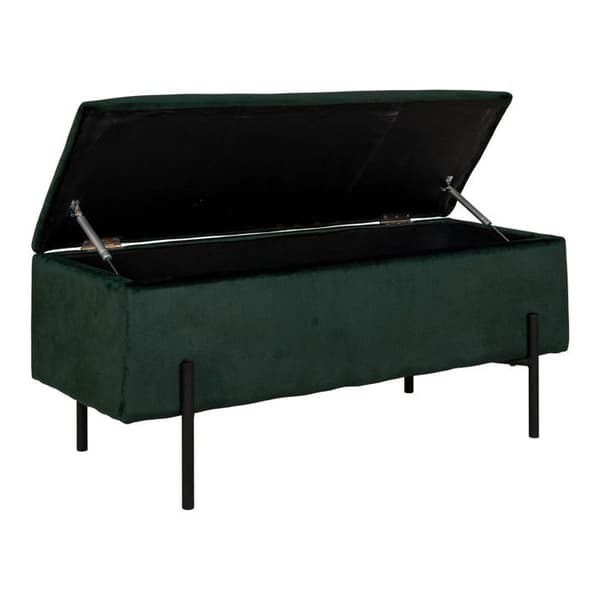 Bänk med sammetsförvaring - Watford - Grön - Svart - Massivt trä - Elegans - Chic