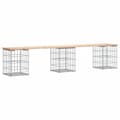 Miniatyrbillede 2 af 8: vidaXL havebænk med gabiondesign 203x31x42 cm massivt fyrretræ