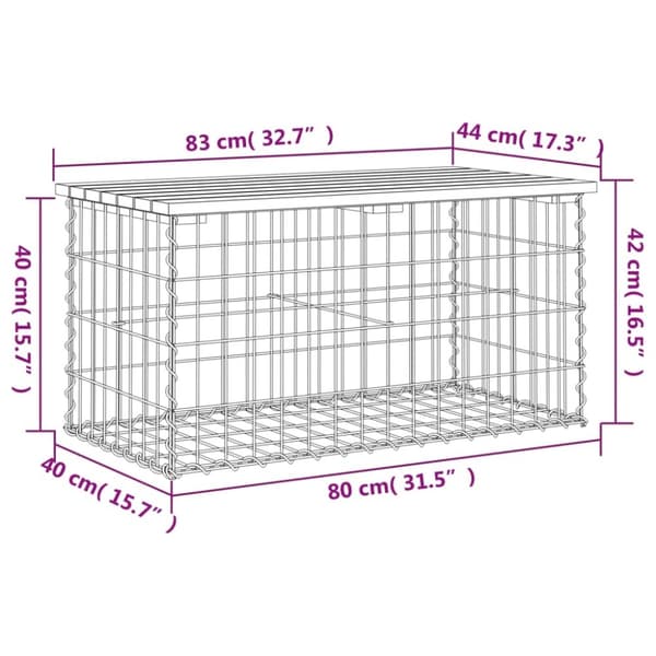 vidaXL havebænk med gabiondesign 83x44x42 cm imprægneret fyrretræ
