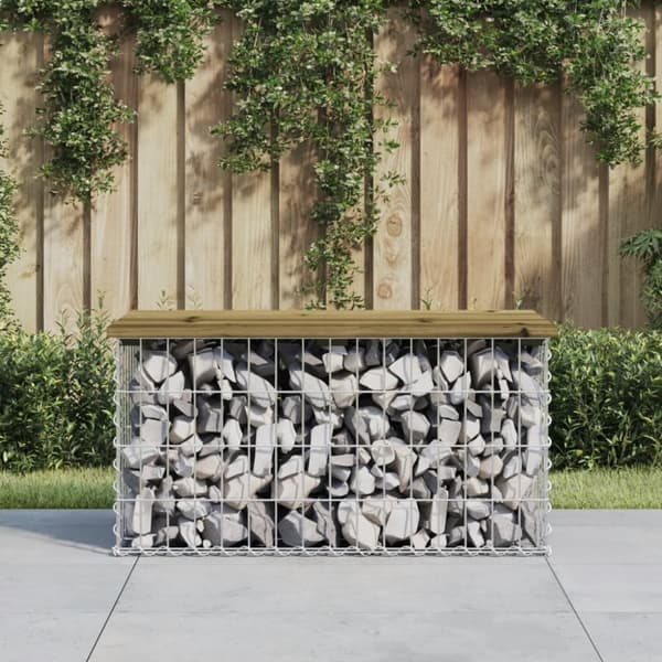 vidaXL havebænk med gabiondesign 83x44x42 cm imprægneret fyrretræ