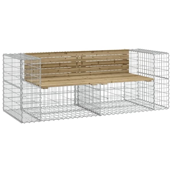 vidaXL havebænk med gabiondesign 184x71x65,5 cm imprægneret fyrretræ