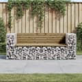 Miniatyrbillede 1 af 7: vidaXL havebænk med gabiondesign 184x71x65,5 cm imprægneret fyrretræ