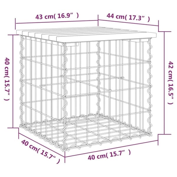 vidaXL Trädgårdsbänk gabion-design 43x44x42 cm massivt douglasträ