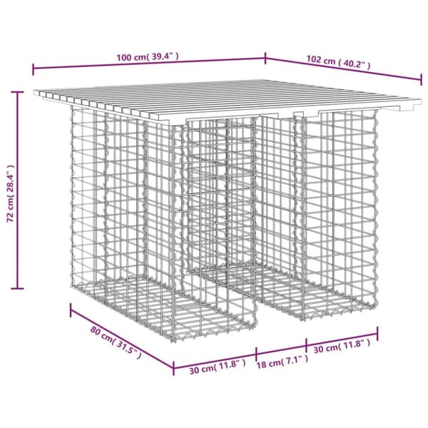 vidaXL Hagebenk gabiondesign 100x102x72 cm heltre douglasgran