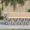 Miniatyrbillede 1 af 8: vidaXL havebænk med gabiondesign 122x71x65,5 cm massivt fyrretræ