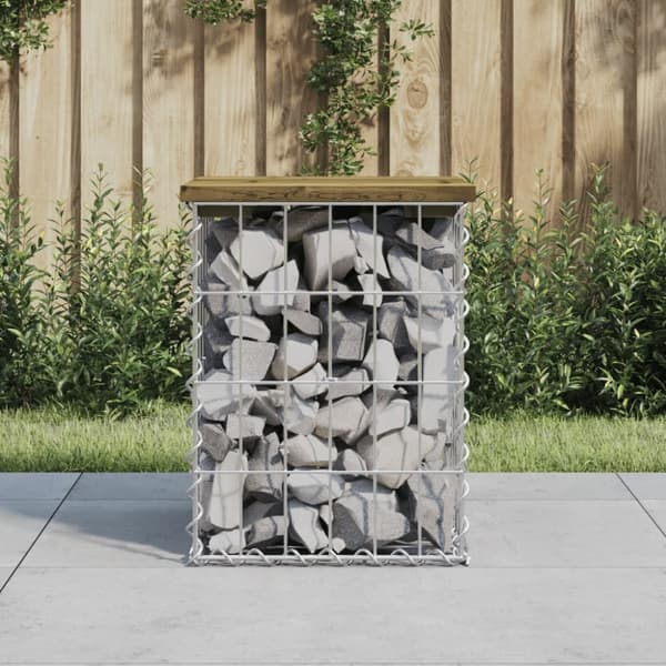 vidaXL havebænk med gabiondesign 33x31x42 cm imprægneret fyrretræ