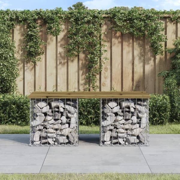 vidaXL Hagebenk gabiondesign 103x44x42 cm impregnert furu