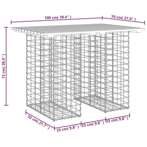 vidaXL havebænk med gabiondesign 100x70x72 cm massivt fyrretræ