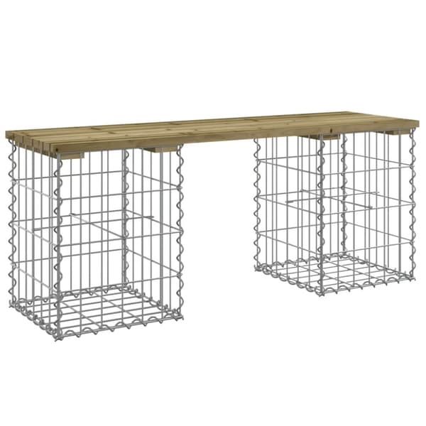 vidaXL havebænk med gabiondesign 103x31x42 cm imprægneret fyrretræ