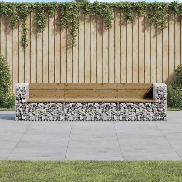 vidaXL Puutarhapenkki kivikori tyyli 287x71x65,5 cm kyllästetty mänty
