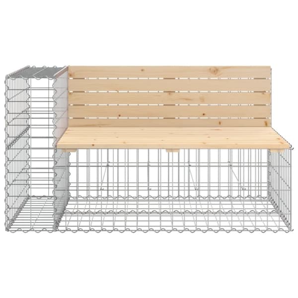 vidaXL havebænk med gabiondesign 347x71x65,5 cm massivt fyrretræ