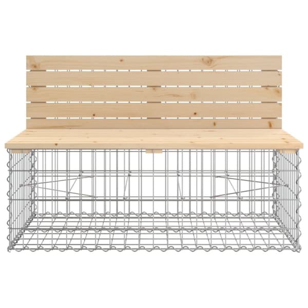 vidaXL havebænk med gabiondesign 347x71x65,5 cm massivt fyrretræ