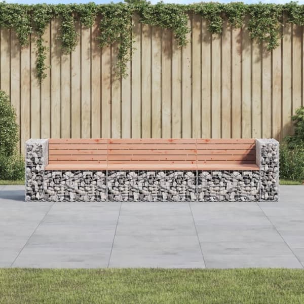 vidaXL havebænk med gabiondesign 287x71x65,5 cm massivt douglasgran