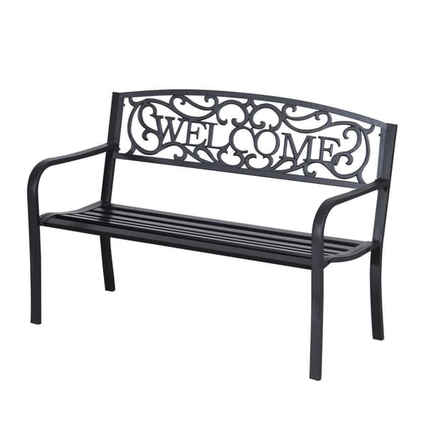 Rootz Garden penkki 2-paikkainen penkki - musta - rauta, jauhemaalattu - 50 cm x 23 622 cm x 34,25 cm