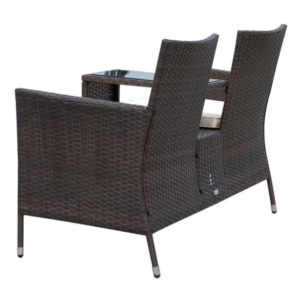 Rootz Polyrattan Havebænk - Brun, Cremefarvet - Pe, Stål, Polyester - 52,36 cm x 24,8 cm x 33,07 cm