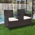 Miniatyrbillede 1 af 11: Rootz Polyrattan Havebænk - Brun, Cremefarvet - Pe, Stål, Polyester - 52,36 cm x 24,8 cm x 33,07 cm