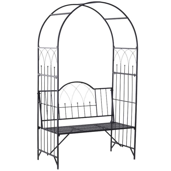 Nancy's Markham Rozenbank - Rozenboog - Tuinbank - Prieelbank - Metaal - Sort - 115 x 59 x 203 cm