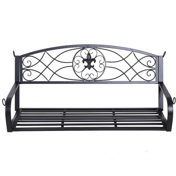 Nancy's Atascadero Hangbank - 2-Zits Bank - Tuinbank - Schommelbank - Kettingen - Metaal - Svart - 132 x 63 x 58 cm
