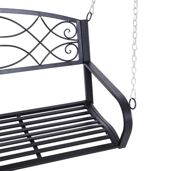Nancy's Atascadero Hangbank - 2-Zits Bank - Tuinbank - Schommelbank - Kettingen - Metaal - Svart - 132 x 63 x 58 cm