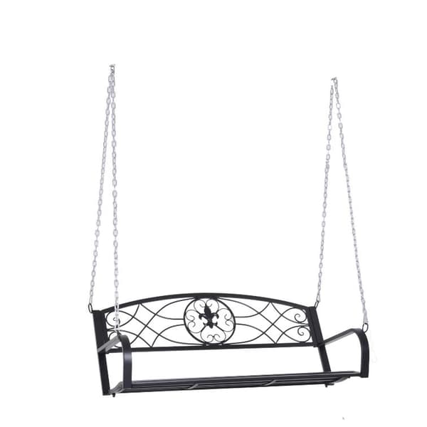 Nancy's Atascadero Hangbank - 2-Zits Bank - Tuinbank - Schommelbank - Kettingen - Metaal - Svart - 132 x 63 x 58 cm