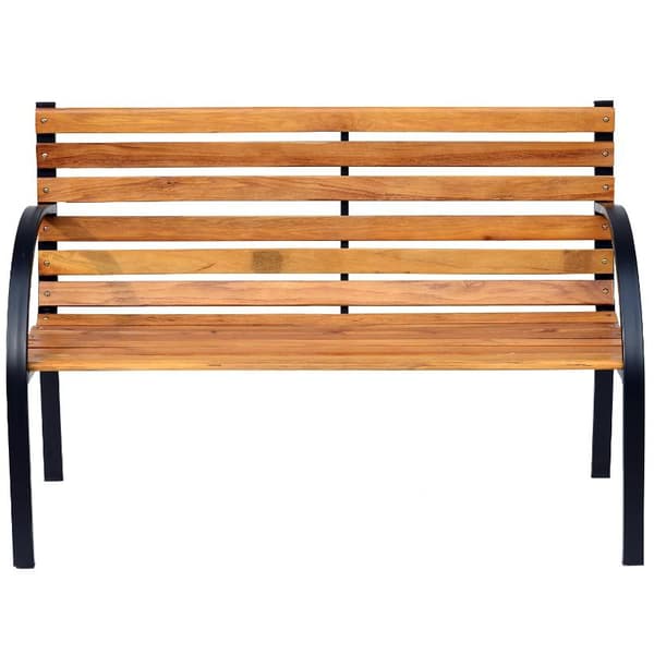 Rootz Trädgårdsbänk - Bänk - Träbänk - 2-sits - Parkbänk - Stål - Svart - Brun - Natur - 122 x 60 x 80 cm