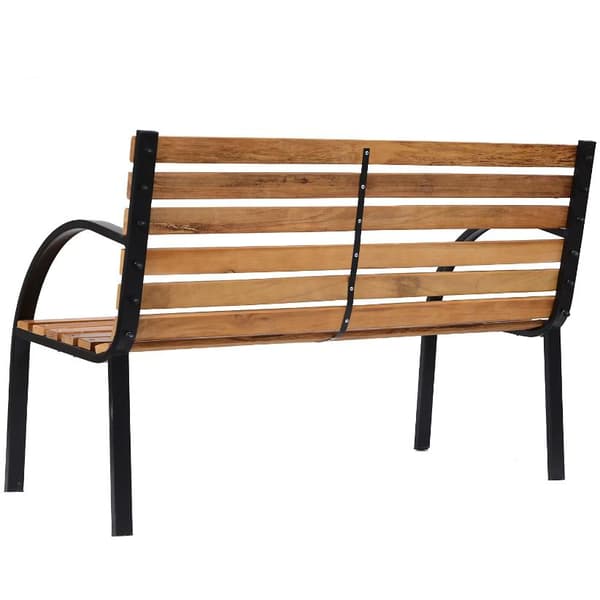Rootz Trädgårdsbänk - Bänk - Träbänk - 2-sits - Parkbänk - Stål - Svart - Brun - Natur - 122 x 60 x 80 cm