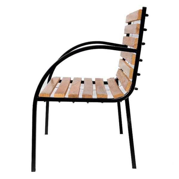 Rootz Trädgårdsbänk - Bänk - Träbänk - 2-sits - Parkbänk - Stål - Svart - Brun - Natur - 122 x 60 x 80 cm