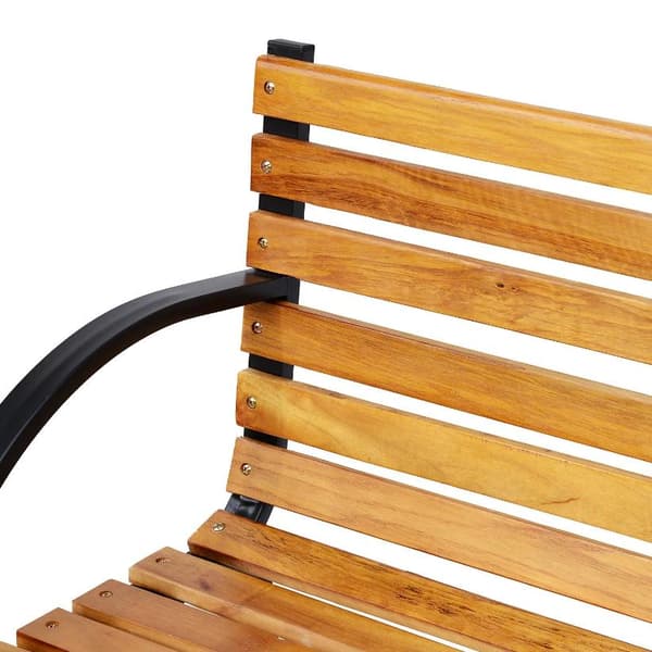 Rootz Trädgårdsbänk - Bänk - Träbänk - 2-sits - Parkbänk - Stål - Svart - Brun - Natur - 122 x 60 x 80 cm