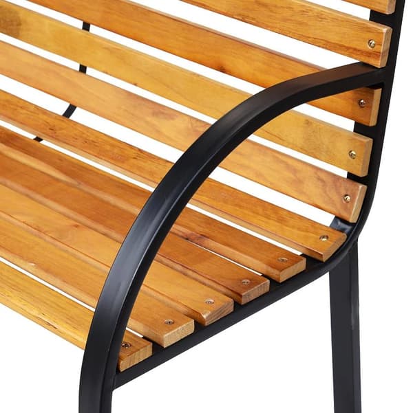 Rootz Trädgårdsbänk - Bänk - Träbänk - 2-sits - Parkbänk - Stål - Svart - Brun - Natur - 122 x 60 x 80 cm