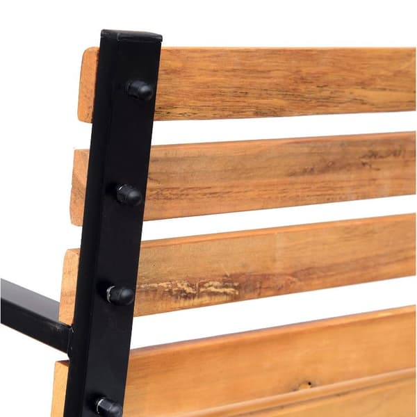 Rootz Trädgårdsbänk - Bänk - Träbänk - 2-sits - Parkbänk - Stål - Svart - Brun - Natur - 122 x 60 x 80 cm