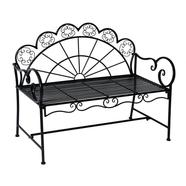 Nancy's Alafaya Tuinbank - Bankje - 2-Zits Bank - Metaal - Sort - 107,5 x 55,5 x 88,5 cm
