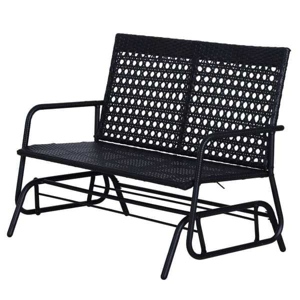 Rootz Swing - Trädgårdsgunga - Trädgårdsbänk - Polyrattan - 2-sits - Svart - 120 x 76 x 90 cm