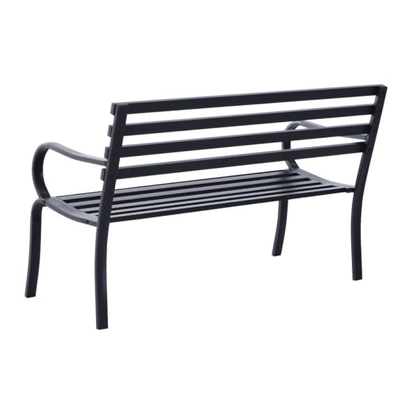 Nancy's Deltona Tuinbank - 2-Zits Bank - Buitenbank - Bankje - Metaal - Zwart - 125 x 62 x 82 cm
