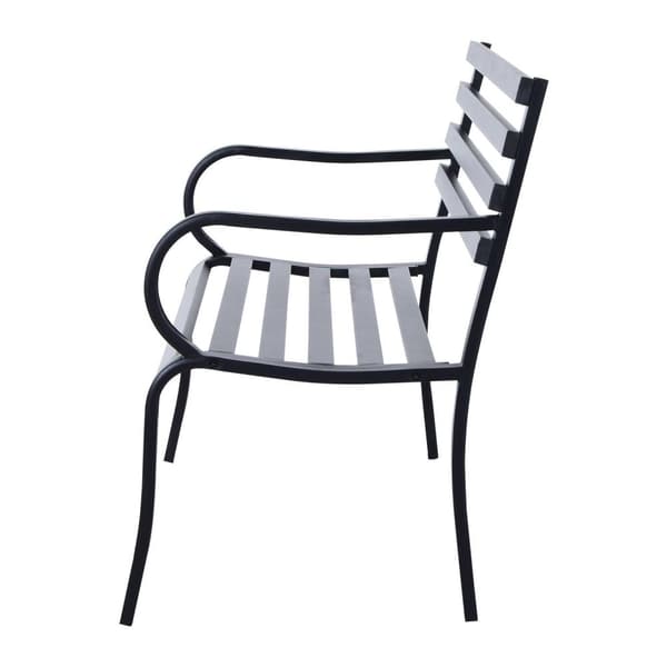 Nancy's Deltona Tuinbank - 2-Zits Bank - Buitenbank - Bankje - Metaal - Zwart - 125 x 62 x 82 cm