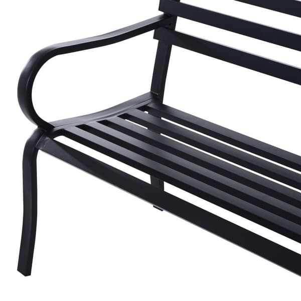 Nancy's Deltona Tuinbank - 2-Zits Bank - Buitenbank - Bankje - Metaal - Zwart - 125 x 62 x 82 cm