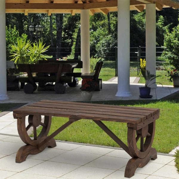 Rootz Garden Bench - Wooden Bench - Rustic Bench - Outdoor - Park Seat - Natural - 98 x 50 x 39.5 cm